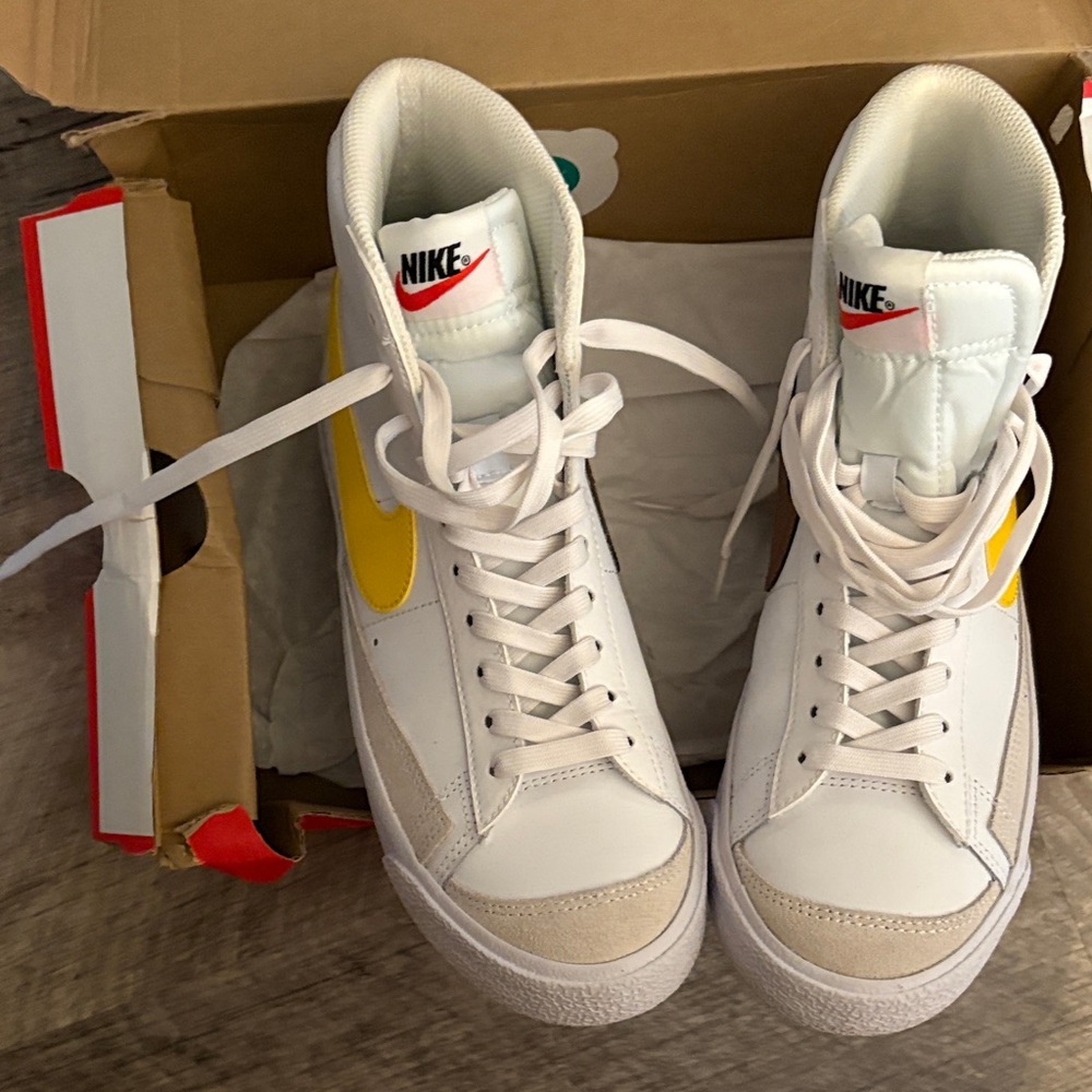 Nike White and Yellow High-Tops